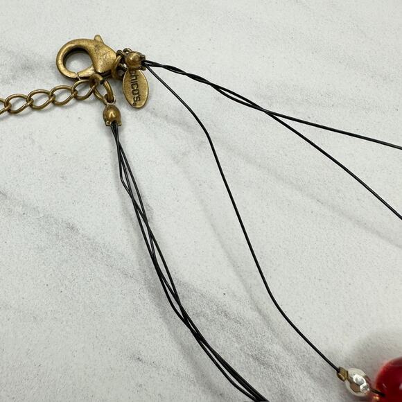 Chico's Triple Strand Beaded Black Wire Gold Tone Statement Necklace ✨ - Picture 5 of 10